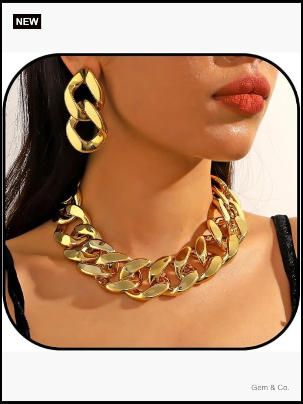 Chunky Chain Necklace & Bracelet Set for Women Trendy Statement Jewelry Gift